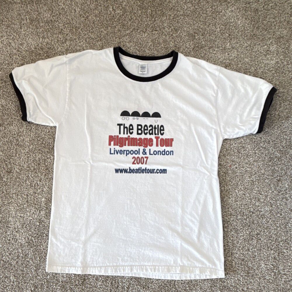 CafePress Beatles Pilgrimage Tour Liverpool & London 2007 Ringer Tee L